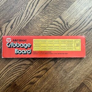 Whitman Cribbage Board Solid Wood Vintage Game Board Pegs Storage USA Made